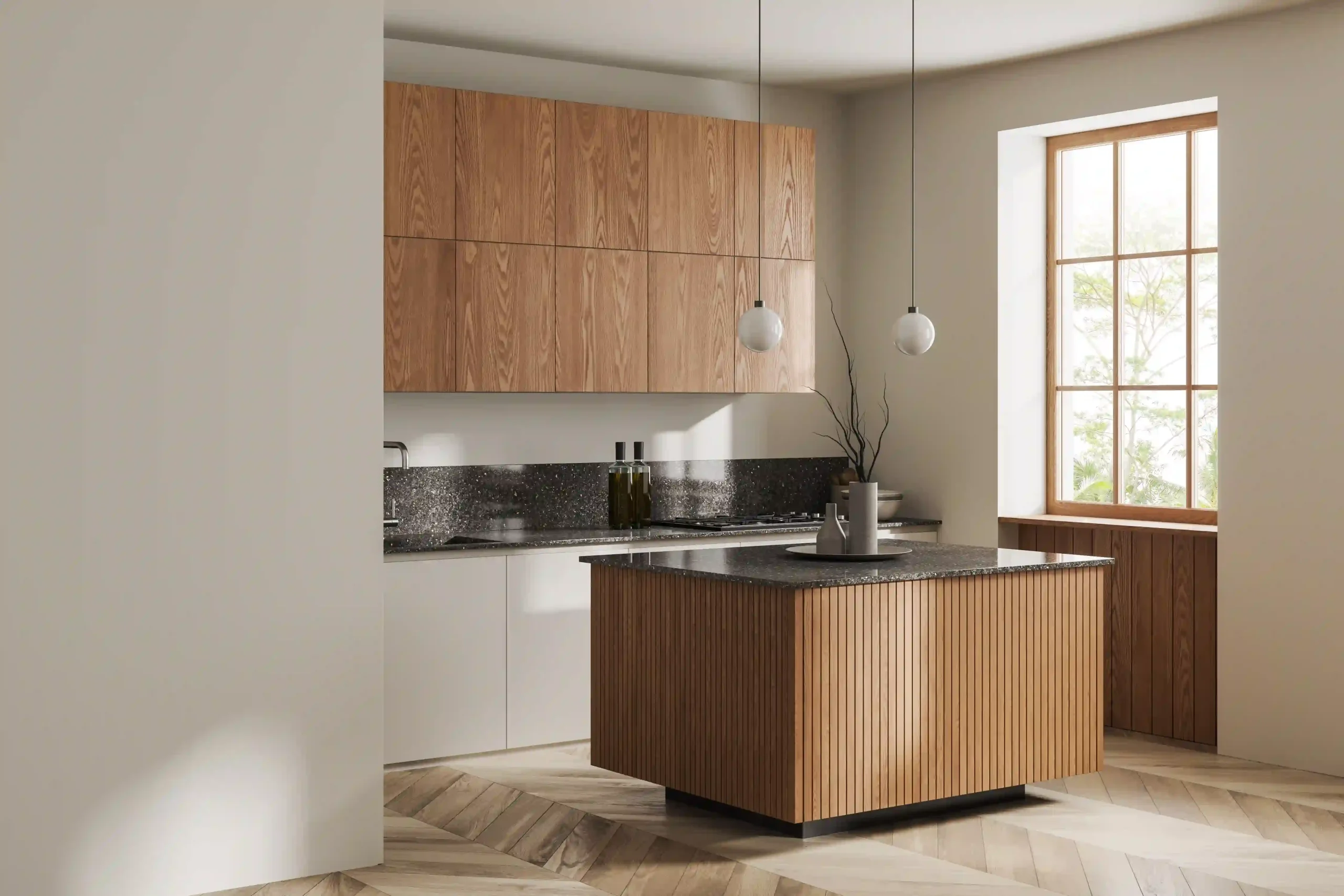 kitchen design near me modern wood and grey kitchen with island