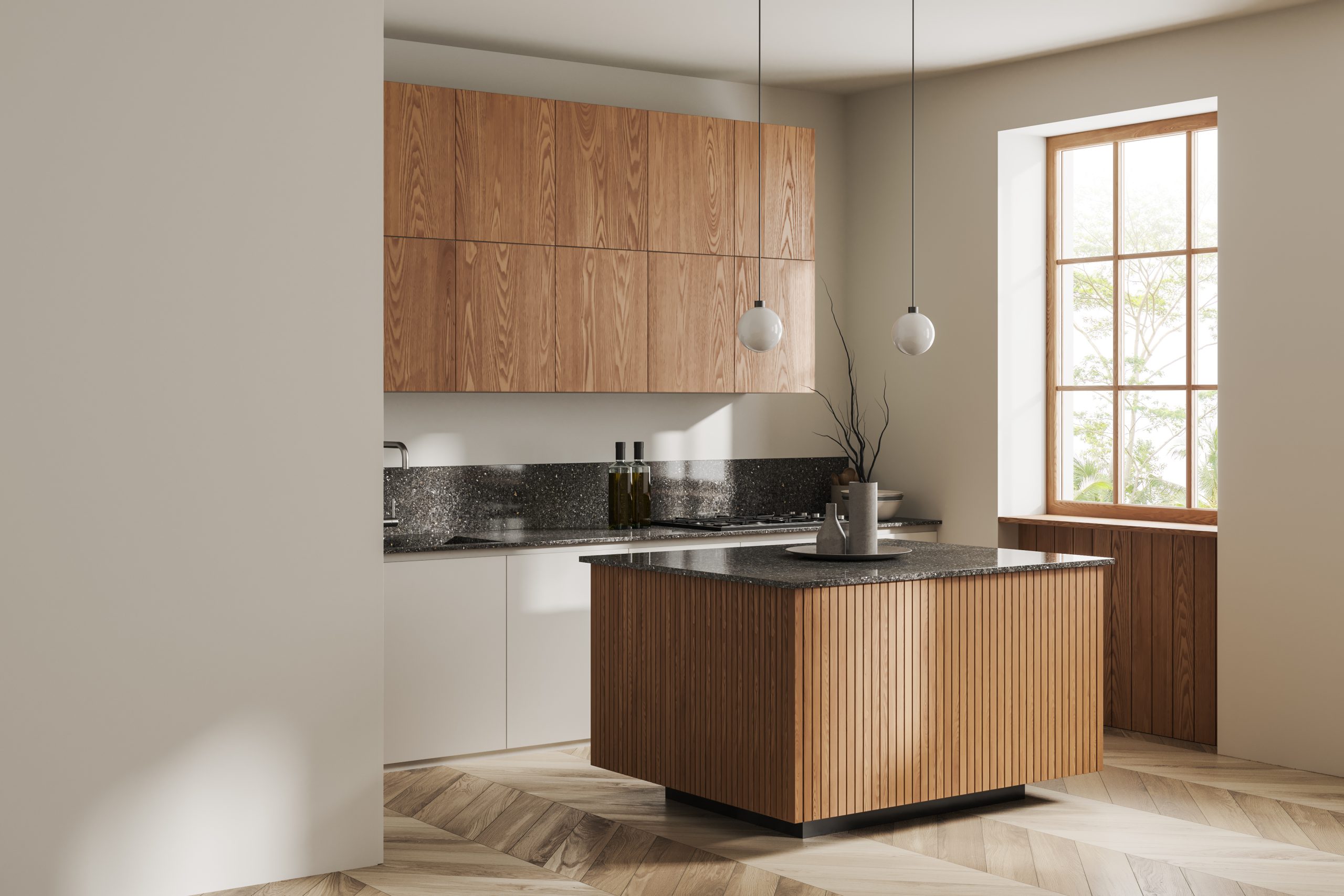 kitchen designer near me modern kitchen with wood island and grey cabinets