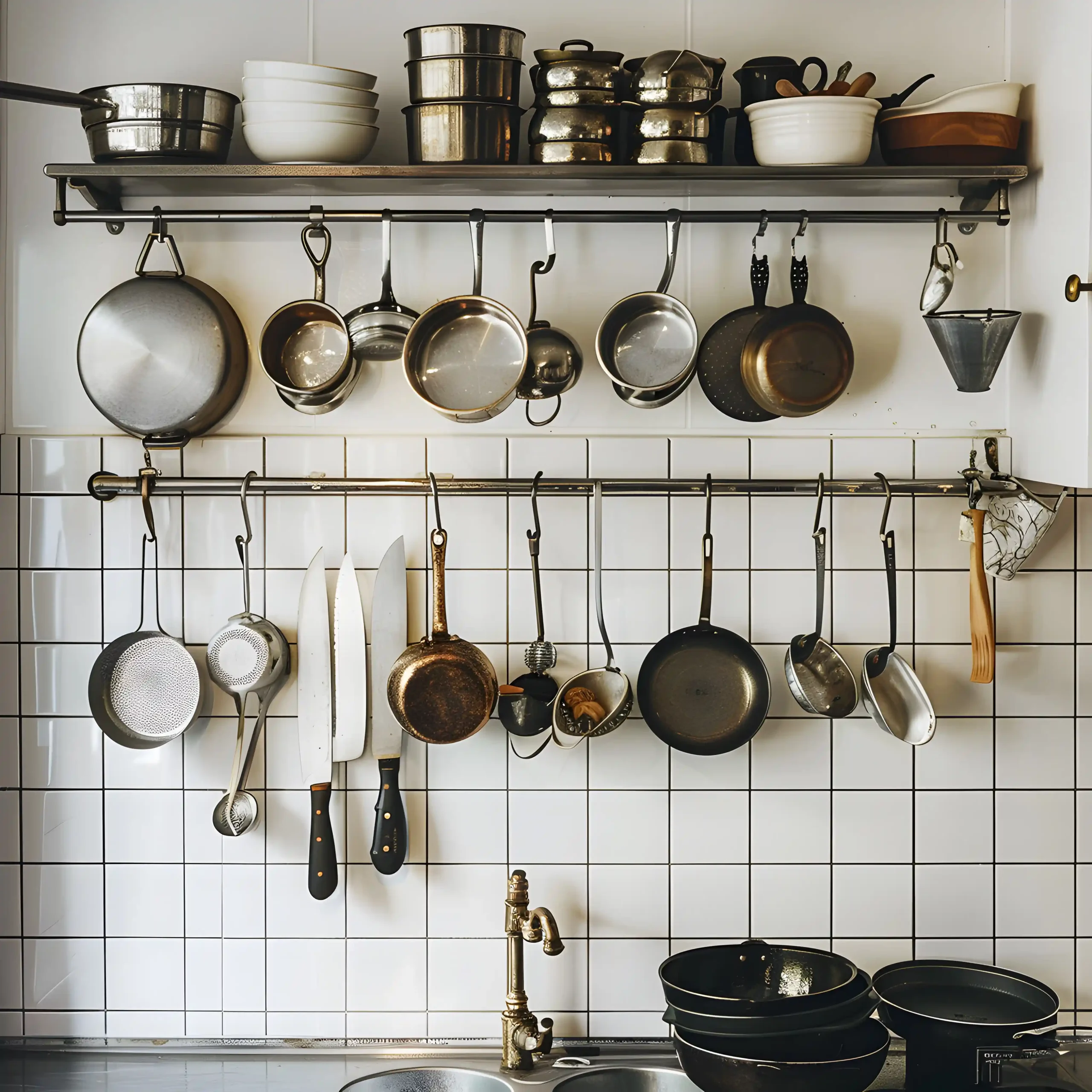 bespoke fitted wardrobes kitchen wall organiser with cookware display