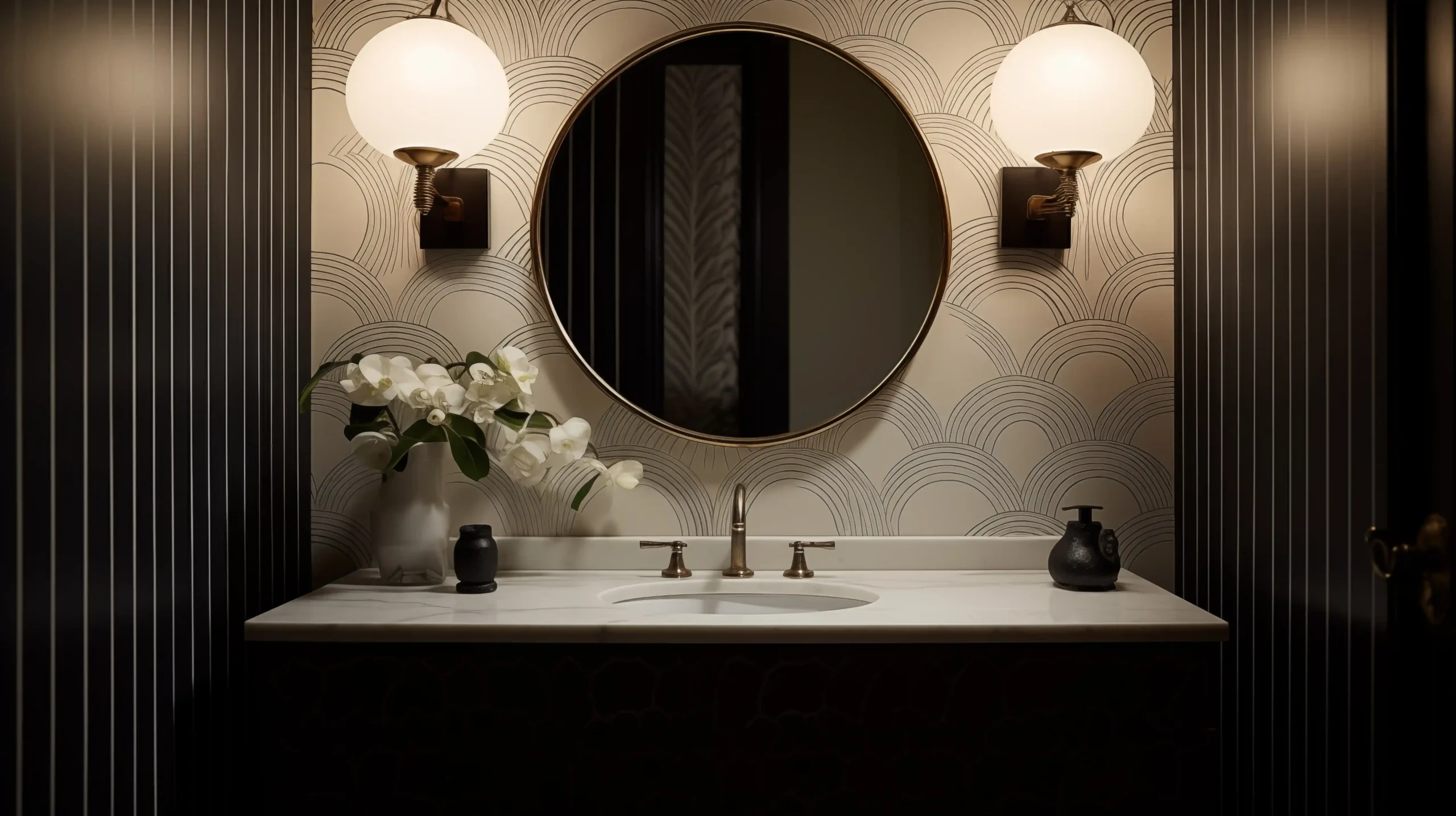 fitted wardrobes near me elegant bathroom with round mirror and sconces